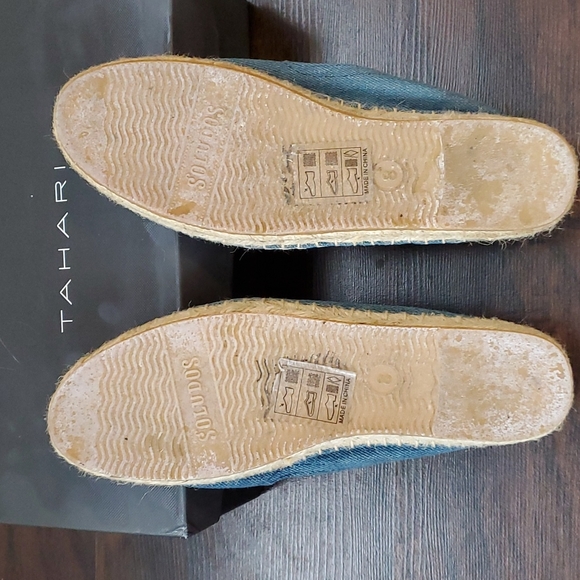 Soludos Espadrilles Pineapple Embroidery Blue Demin Size 8 - Picture 3 of 4